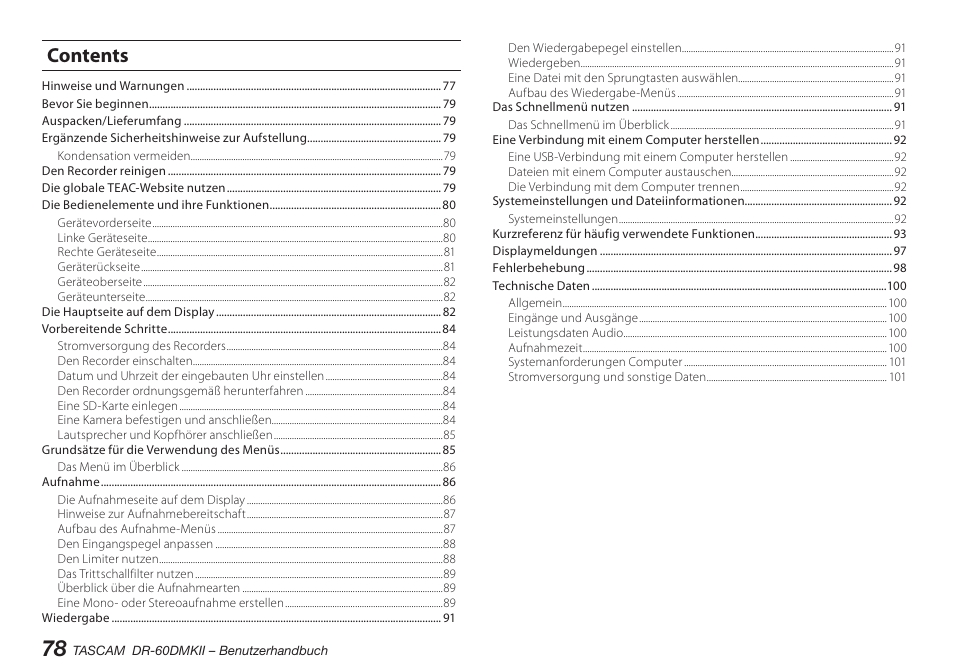 Teac DR-60DMKII User Manual | Page 78 / 152