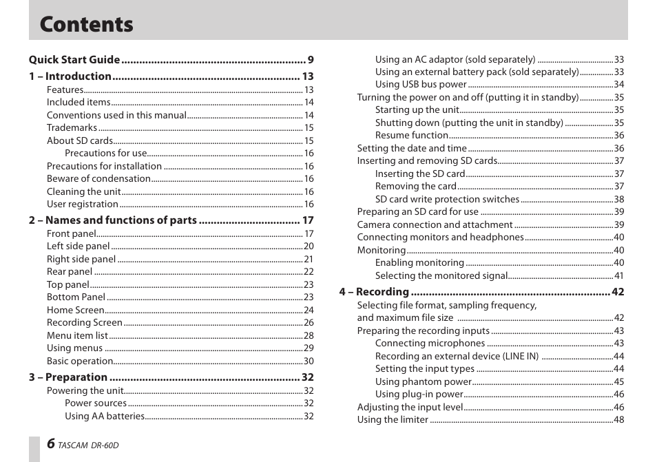 Teac DR-60D User Manual | Page 6 / 100