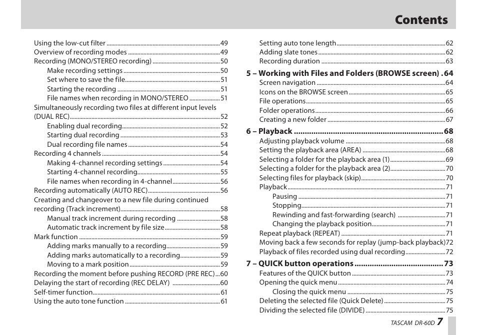 Teac DR-60D User Manual | Page 7 / 100