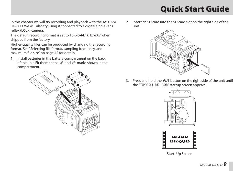 Quick start guide | Teac DR-60D User Manual | Page 9 / 100