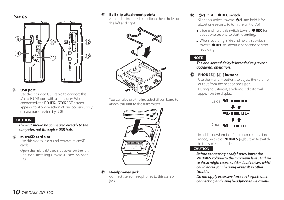 Sides, Q9 0 w e 8 | Teac DR-10C User Manual | Page 10 / 148