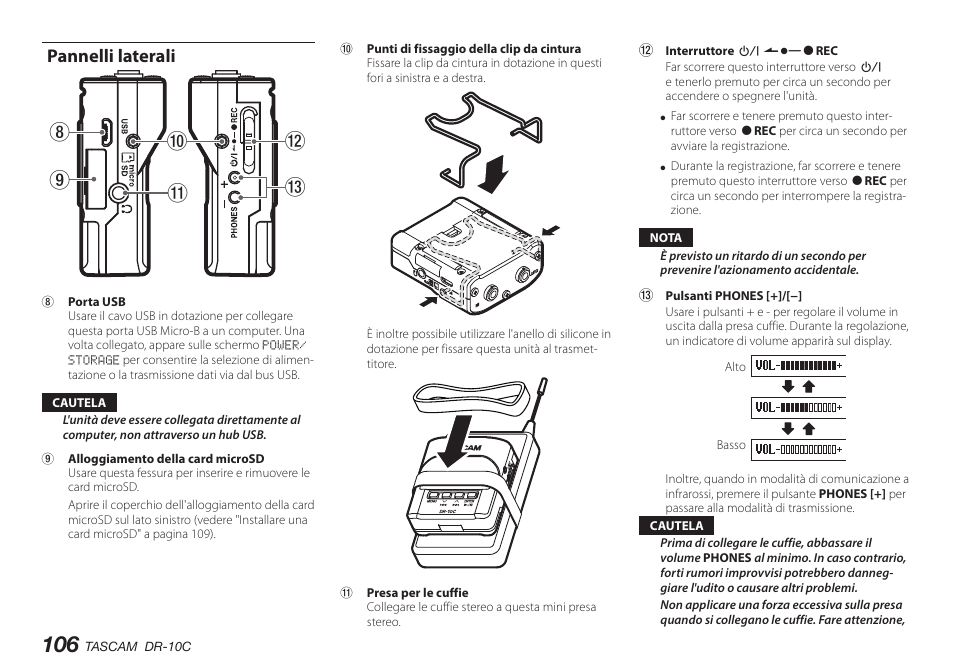 Pannelli laterali, Q9 0 w e 8 | Teac DR-10C User Manual | Page 106 / 148