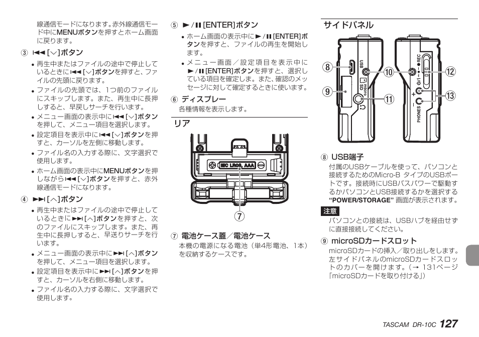 サイドパネル, リア サイドパネル, Q9 0 w e 8 | Teac DR-10C User Manual | Page 127 / 148