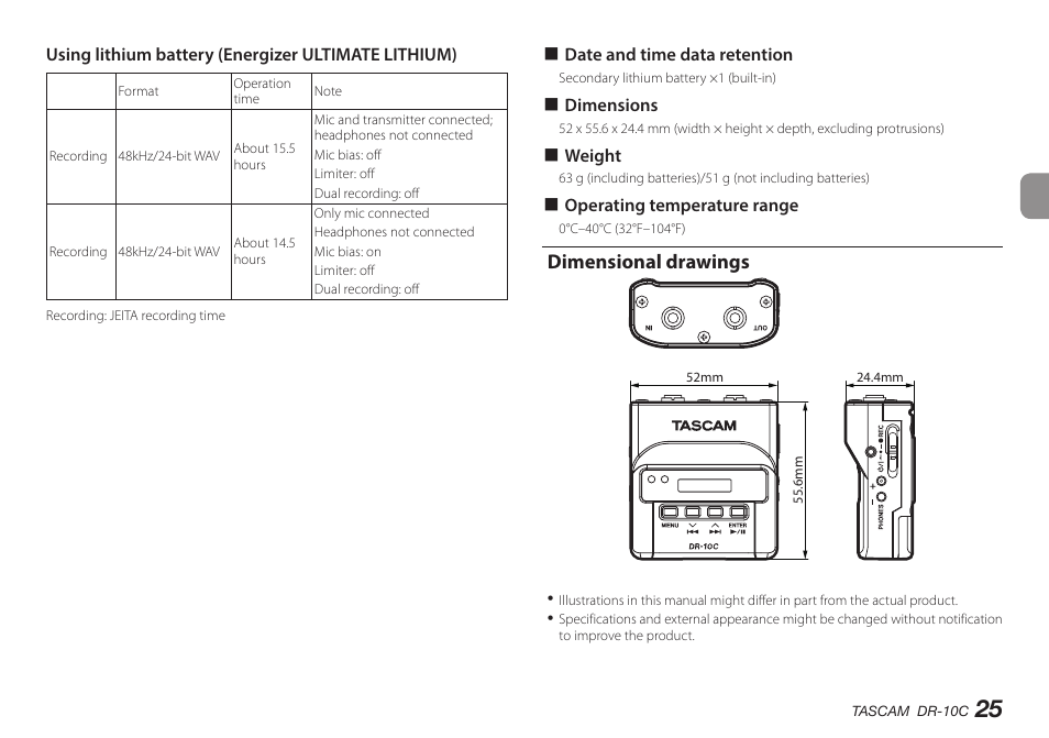 Dimensional drawings | Teac DR-10C User Manual | Page 25 / 148