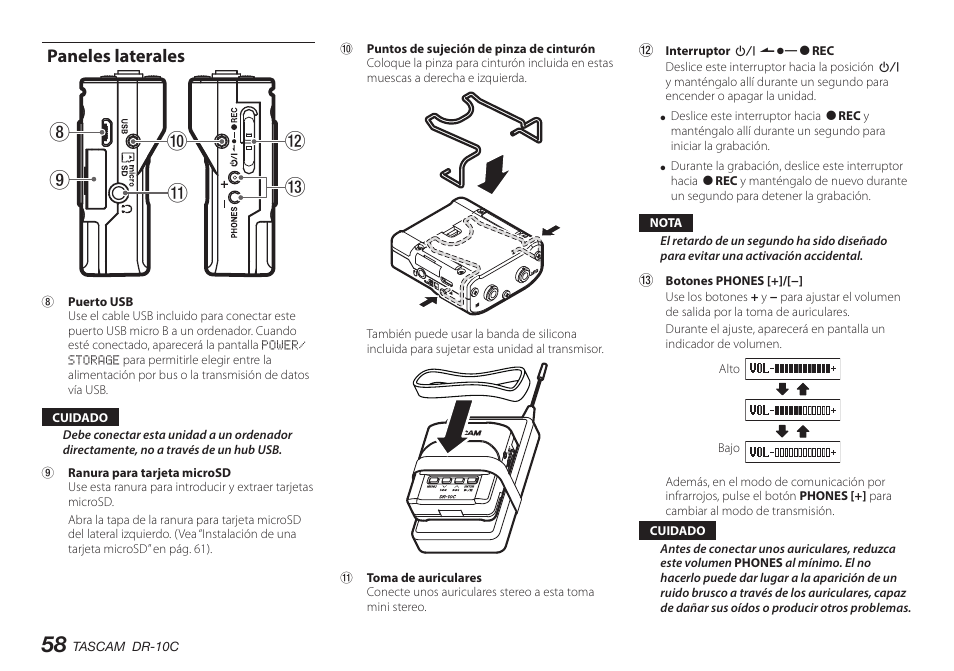 Paneles laterales, Q9 0 w e 8 | Teac DR-10C User Manual | Page 58 / 148