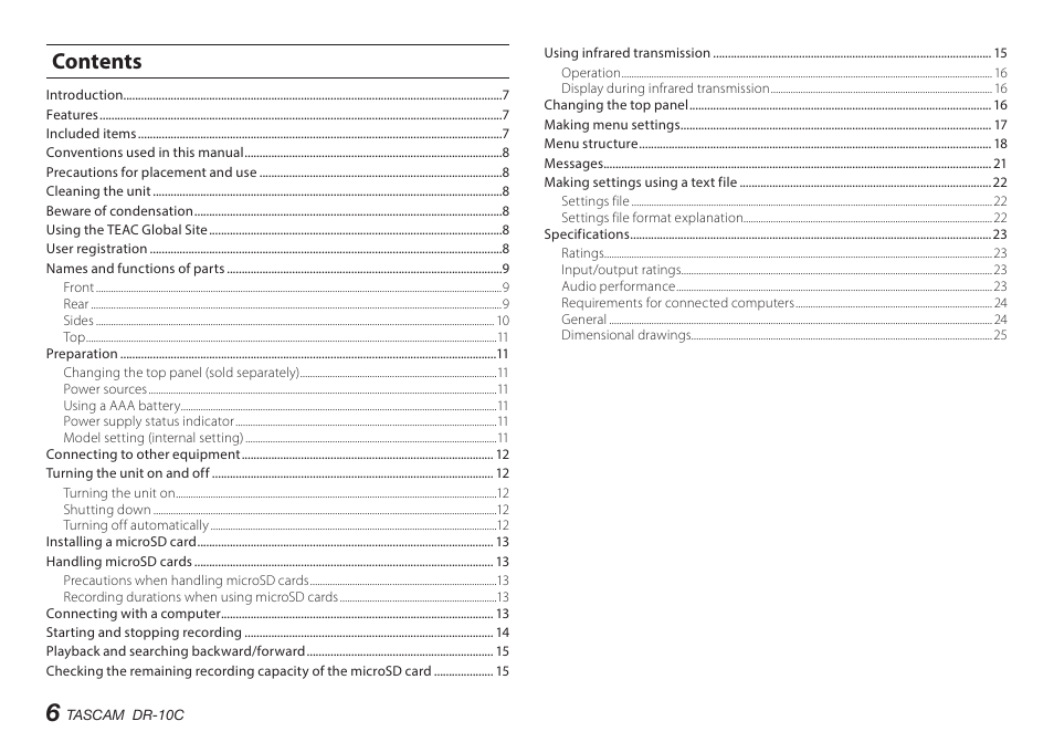 Teac DR-10C User Manual | Page 6 / 148