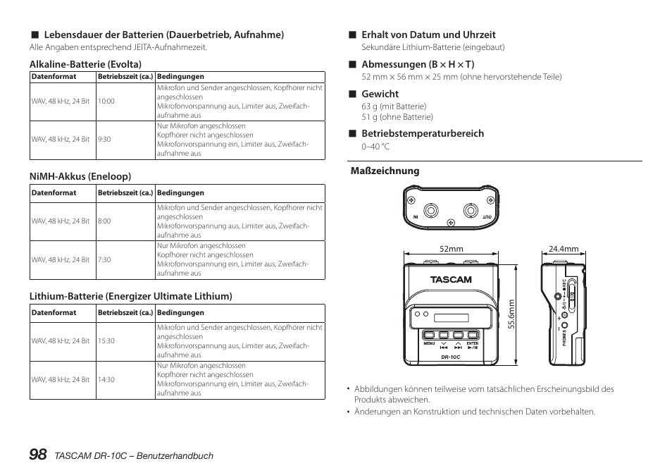Maßzeichnung | Teac DR-10C User Manual | Page 98 / 148