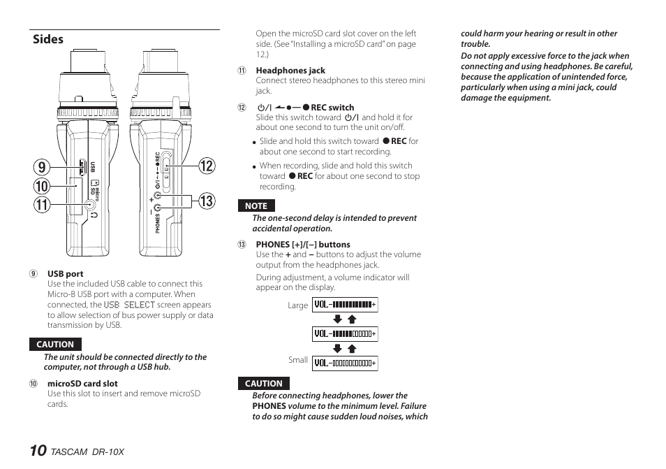 Sides | Teac DR-10X User Manual | Page 10 / 132