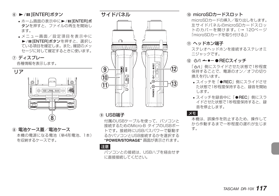 サイドパネル, リア サイドパネル | Teac DR-10X User Manual | Page 117 / 132