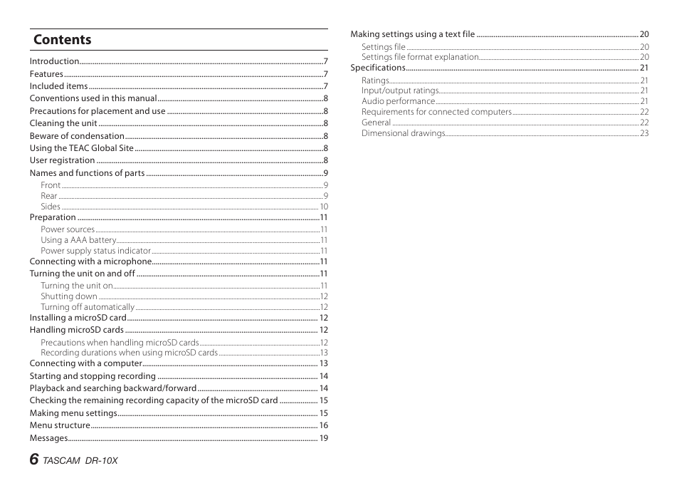 Teac DR-10X User Manual | Page 6 / 132