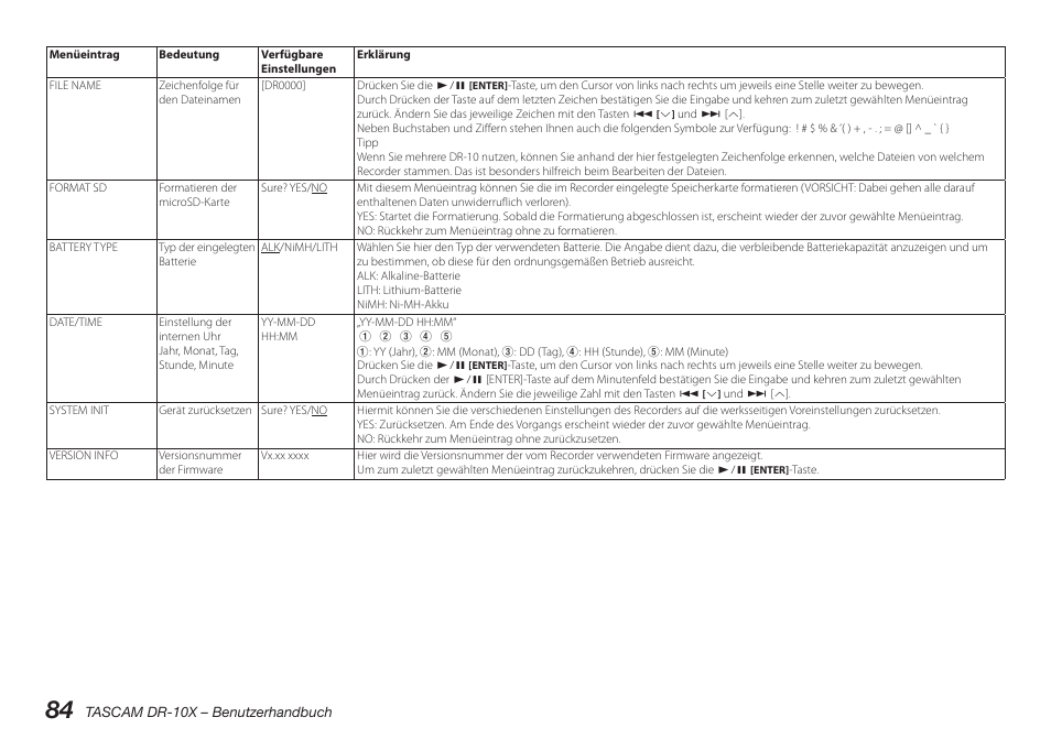 Teac DR-10X User Manual | Page 84 / 132