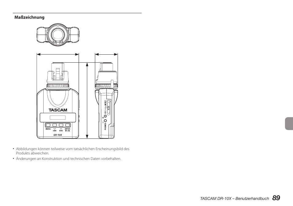 Maßzeichnung | Teac DR-10X User Manual | Page 89 / 132