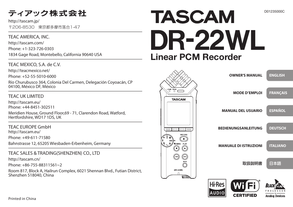 Teac DR-22WL User Manual | 112 pages