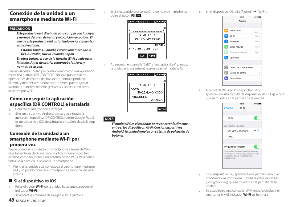 Instalarla, Por primera vez | Teac DR-22WL User Manual | Page 48 / 112