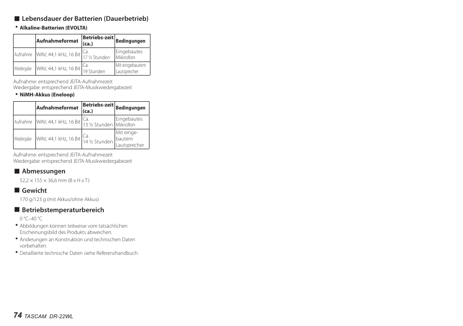 Teac DR-22WL User Manual | Page 74 / 112