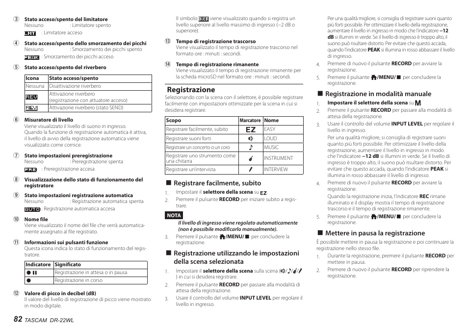 Registrazione | Teac DR-22WL User Manual | Page 82 / 112