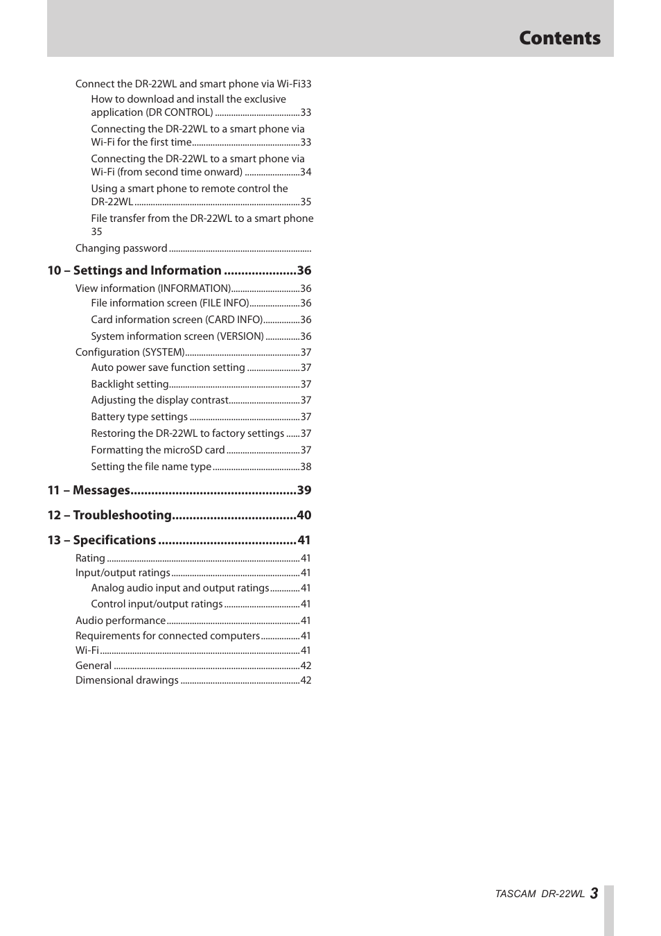 Teac DR-22WL Reference Manual User Manual | Page 3 / 44