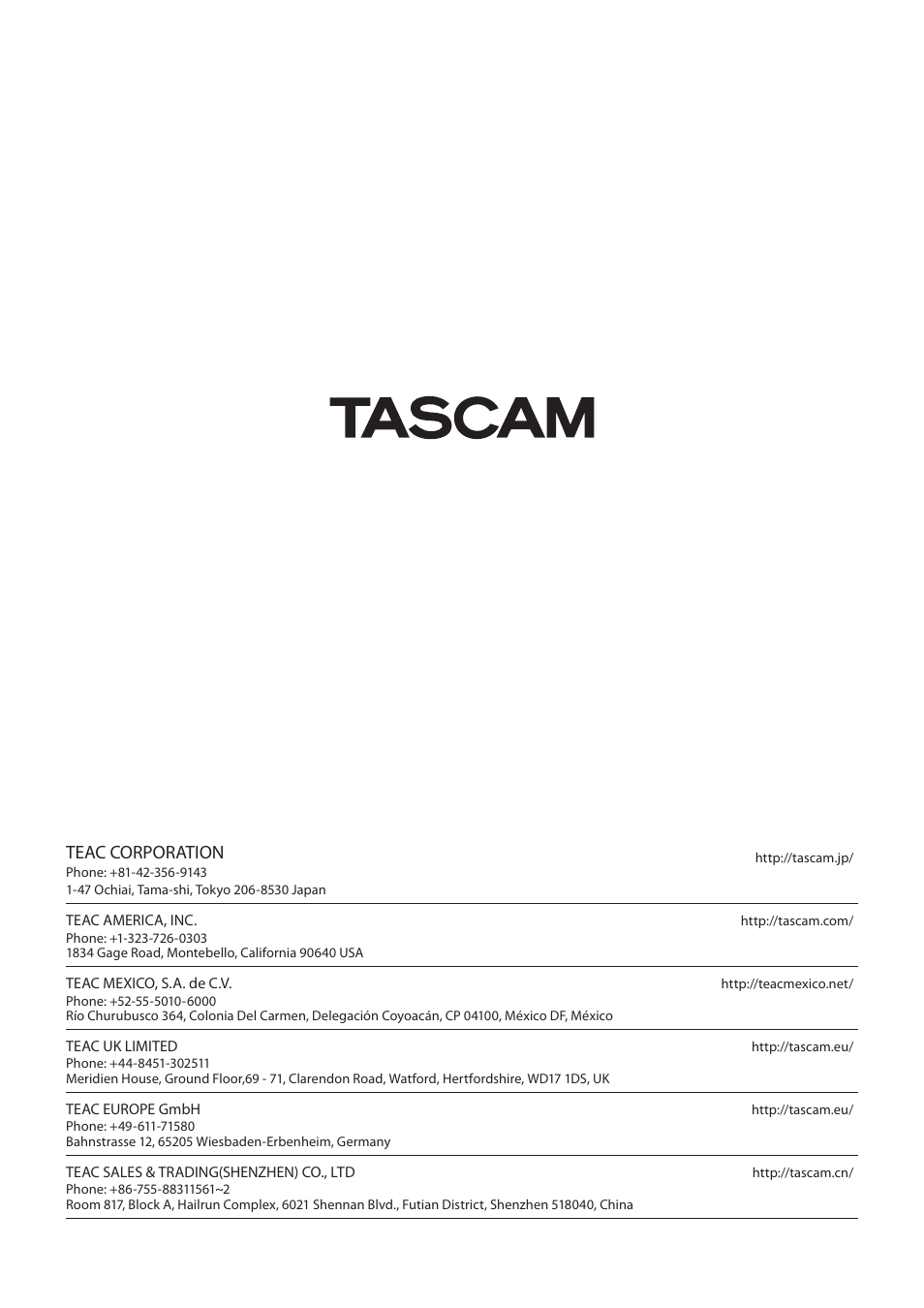 Teac corporation | Teac DR-22WL Reference Manual User Manual | Page 44 / 44