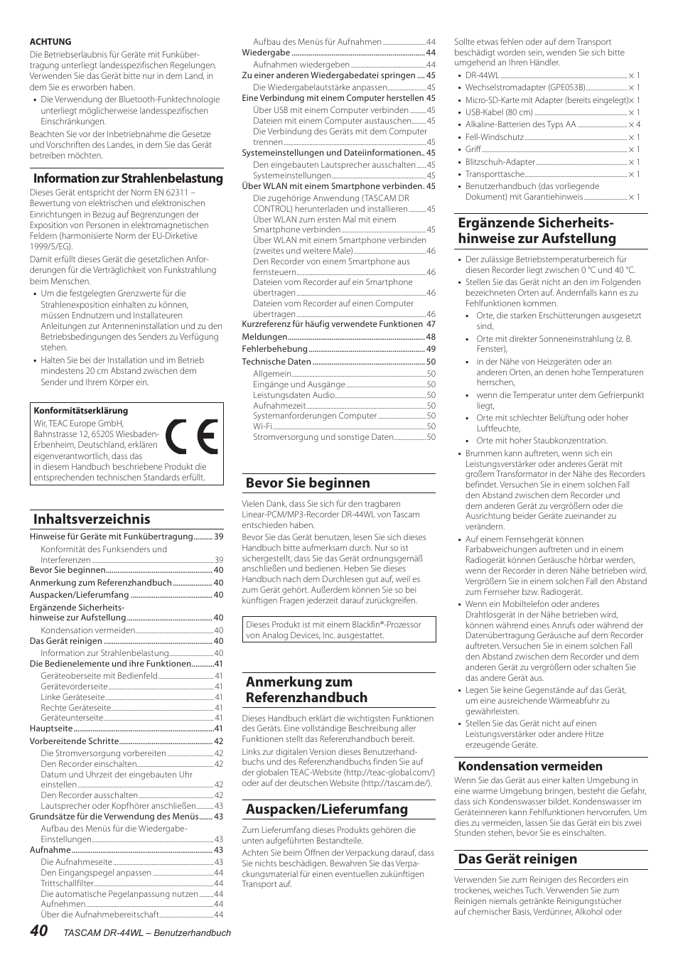 Teac DR-44WL User Manual | Page 40 / 76