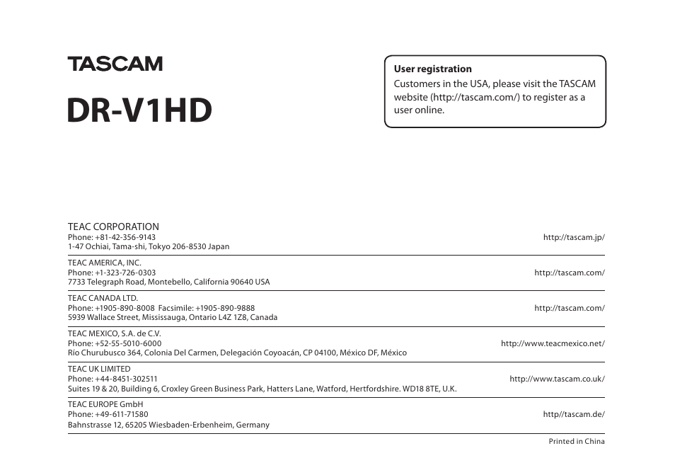 Dr-v1hd | Teac DR-V1HD User Manual | Page 102 / 102