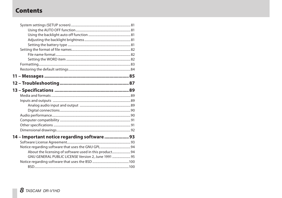 Teac DR-V1HD User Manual | Page 8 / 102