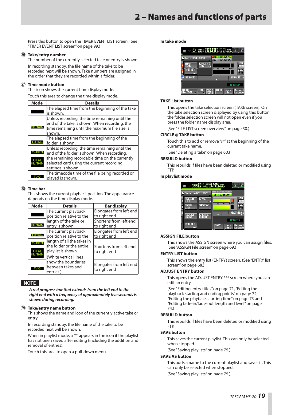 2 – names and functions of parts | Teac HS-20 User Manual | Page 19 / 128