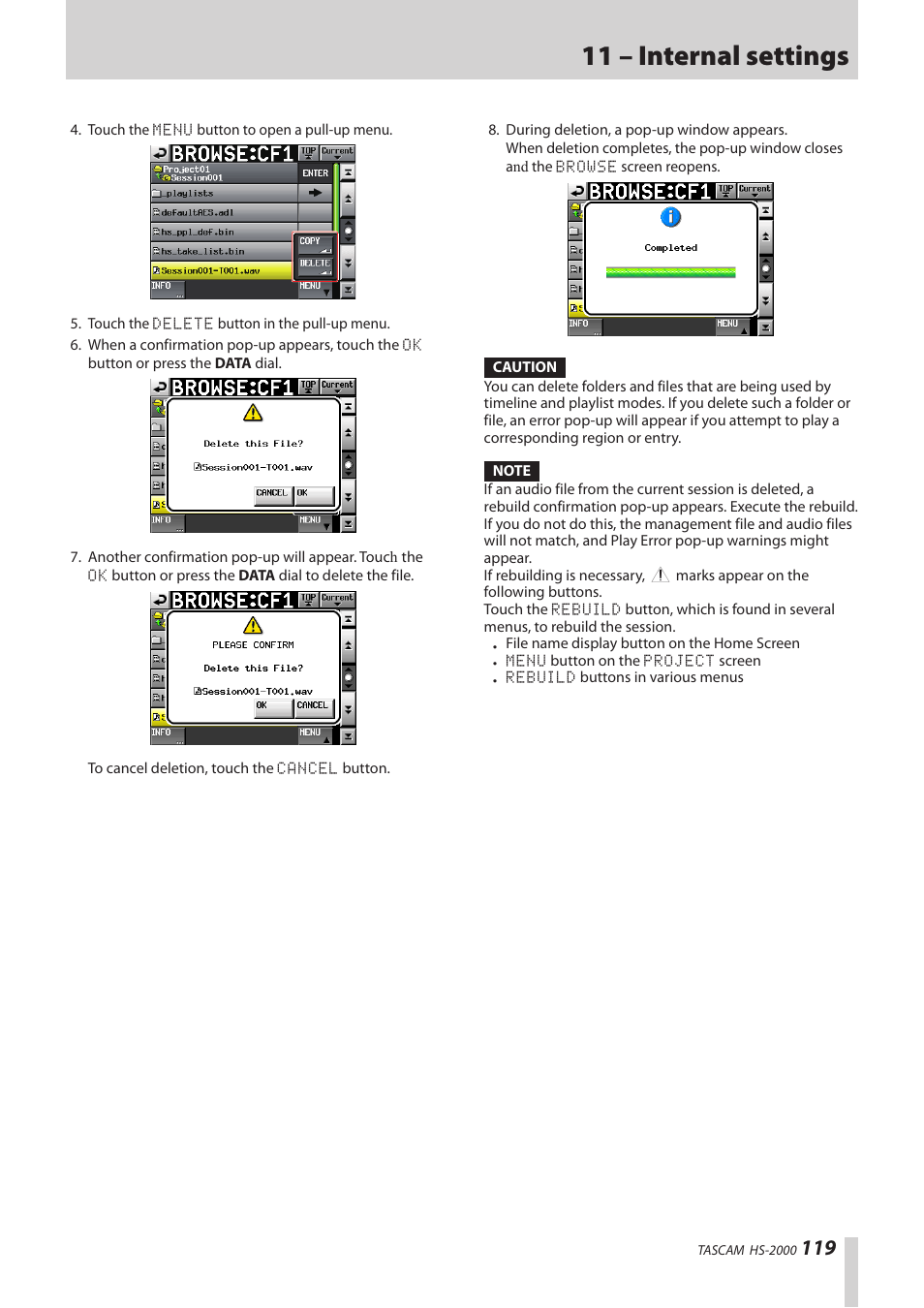 11 – internal settings | Teac HS-2000 User Manual | Page 119 / 156