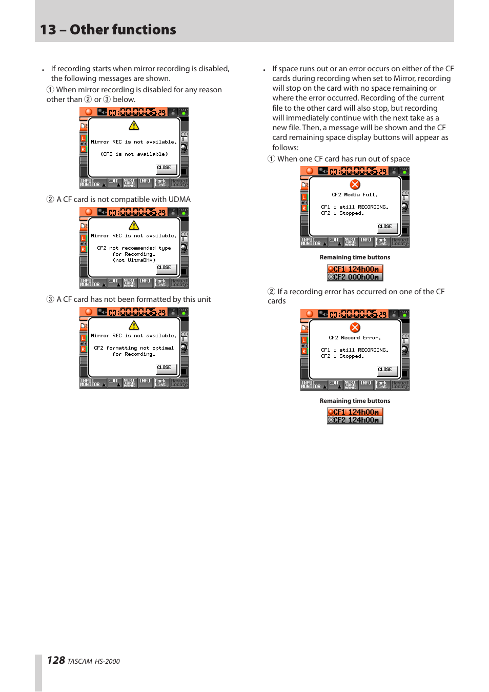 13 – other functions | Teac HS-2000 User Manual | Page 128 / 156