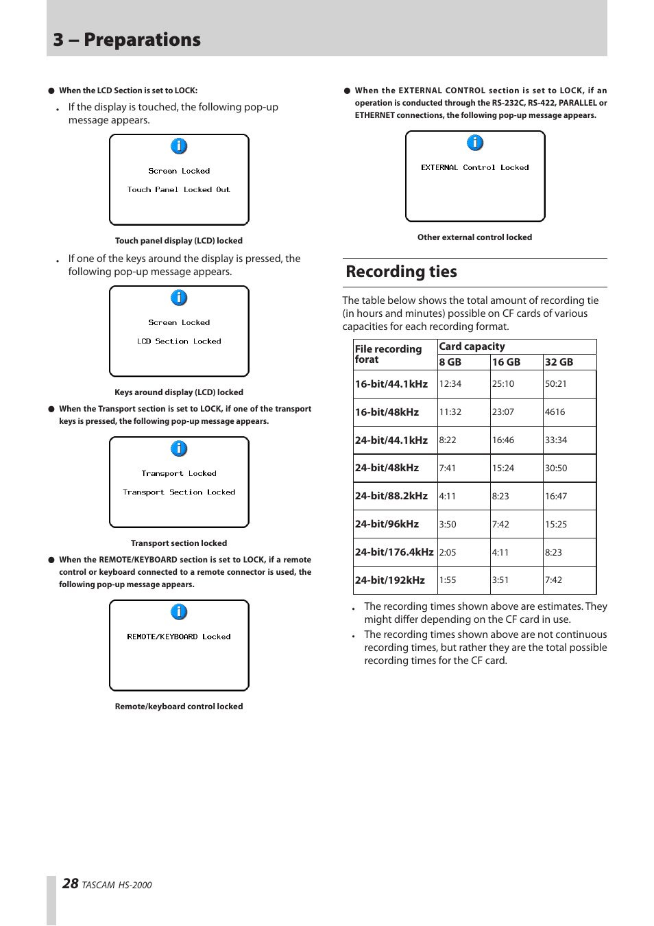 Recording ties, 3 − preparations | Teac HS-2000 User Manual | Page 28 / 156