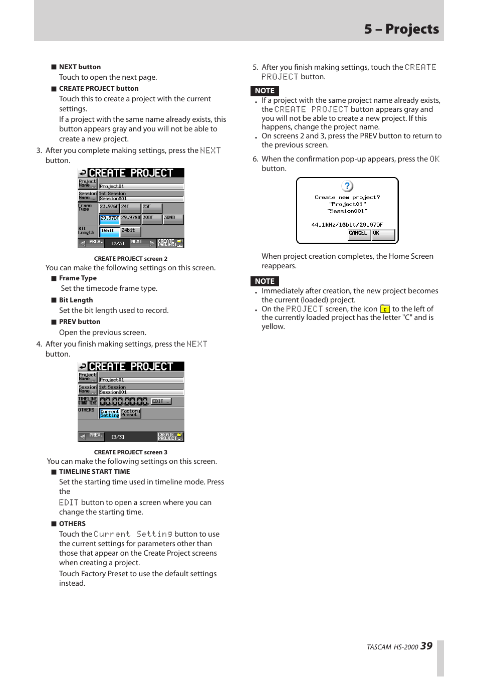 5 – projects | Teac HS-2000 User Manual | Page 39 / 156