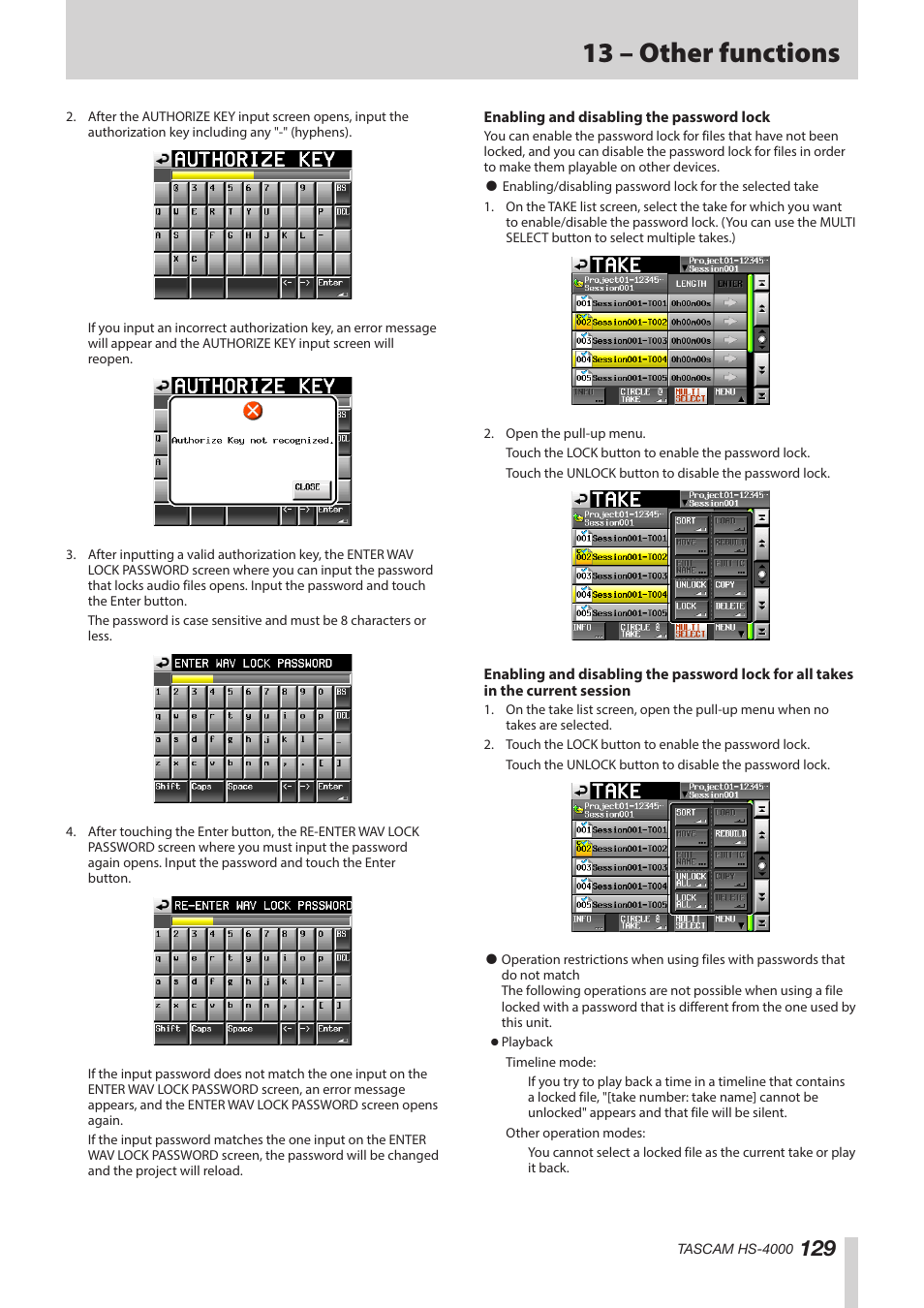 13 – other functions | Teac HS-4000 User Manual | Page 129 / 152