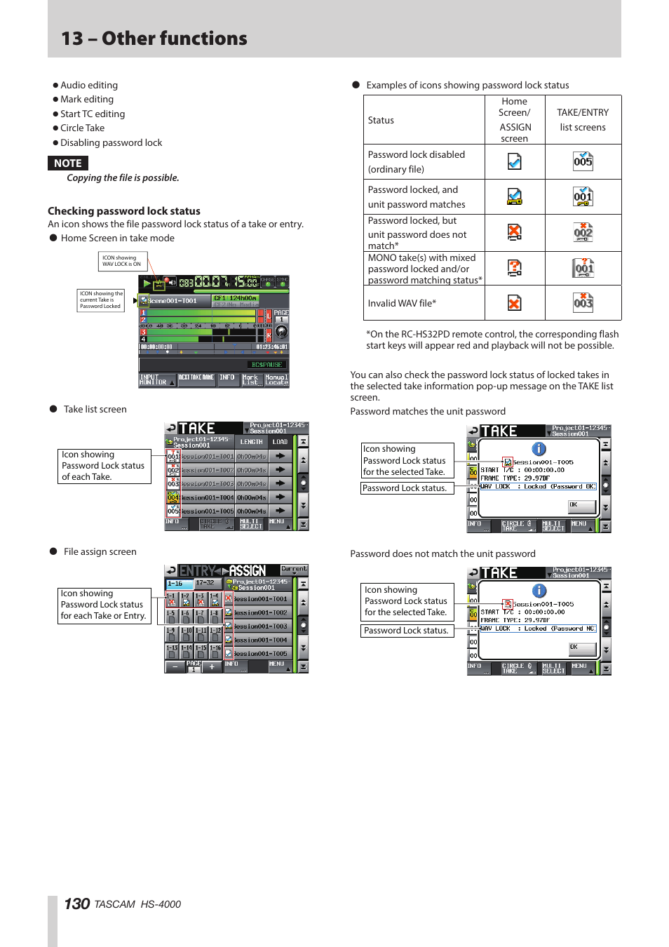 13 – other functions | Teac HS-4000 User Manual | Page 130 / 152