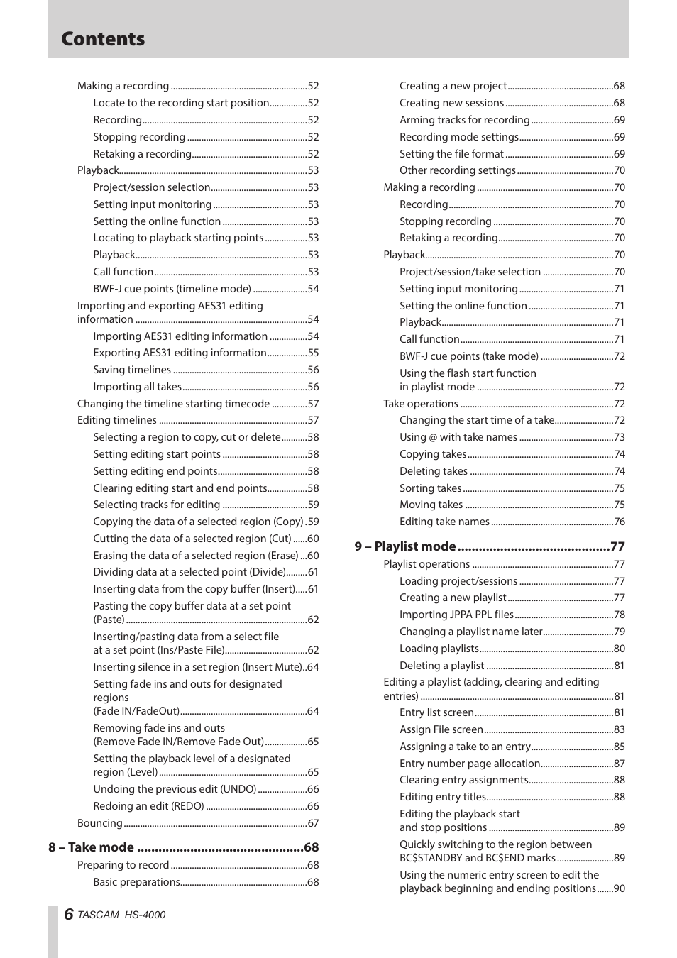 Teac HS-4000 User Manual | Page 6 / 152