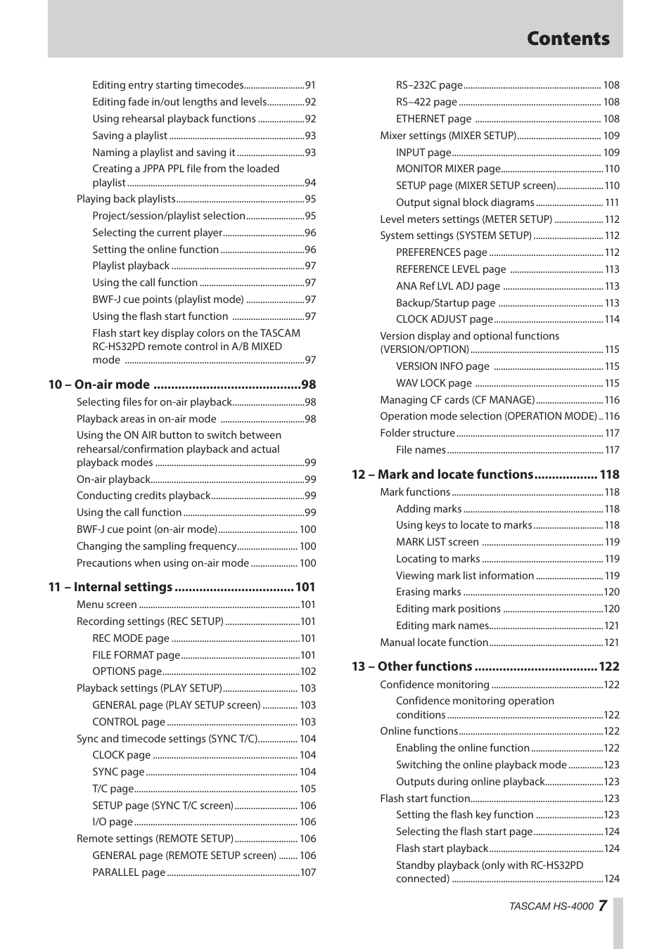 Teac HS-4000 User Manual | Page 7 / 152