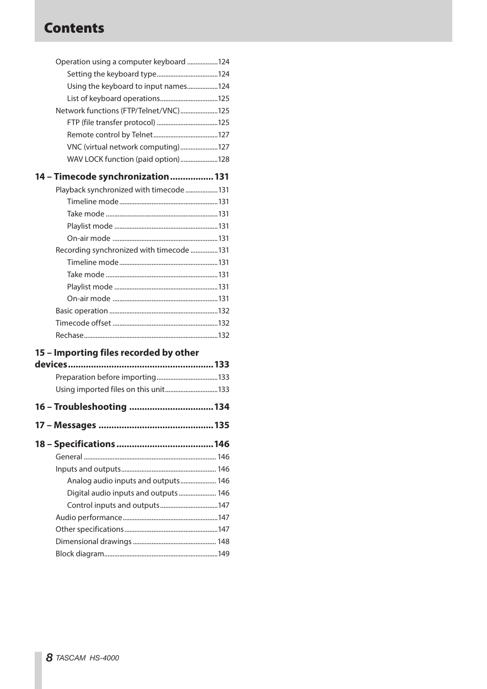 Teac HS-4000 User Manual | Page 8 / 152