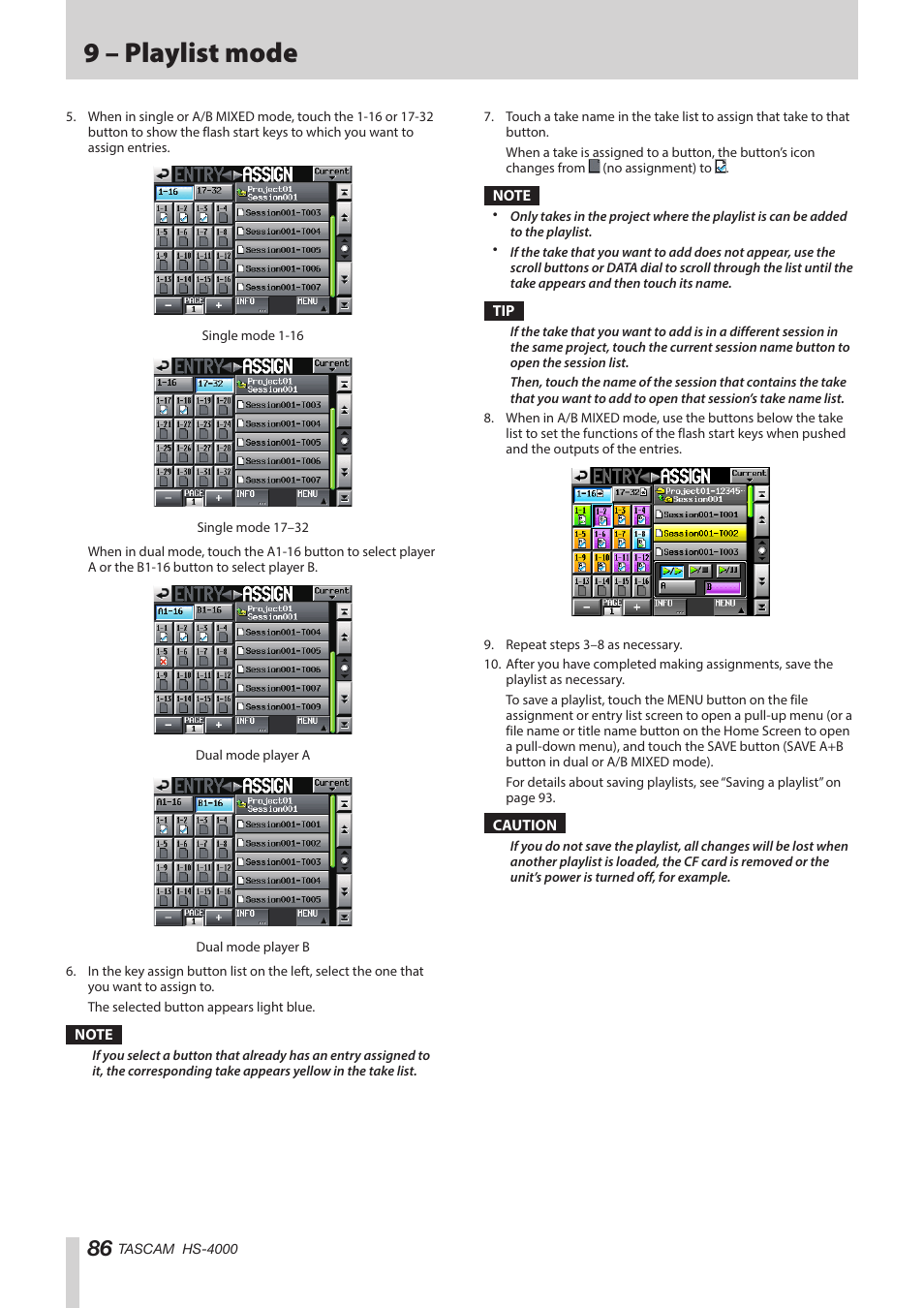 9 – playlist mode | Teac HS-4000 User Manual | Page 86 / 152