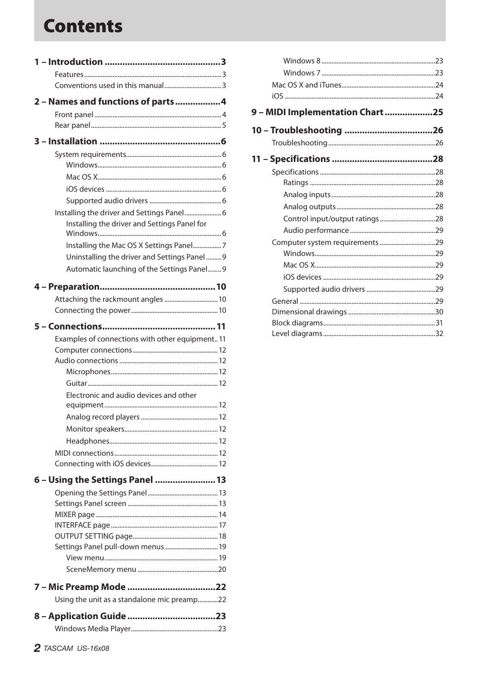 Teac US-16X08 Reference Manual User Manual | Page 2 / 34