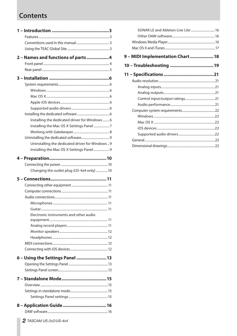 Teac US-2X2 Reference Manual User Manual | Page 2 / 24