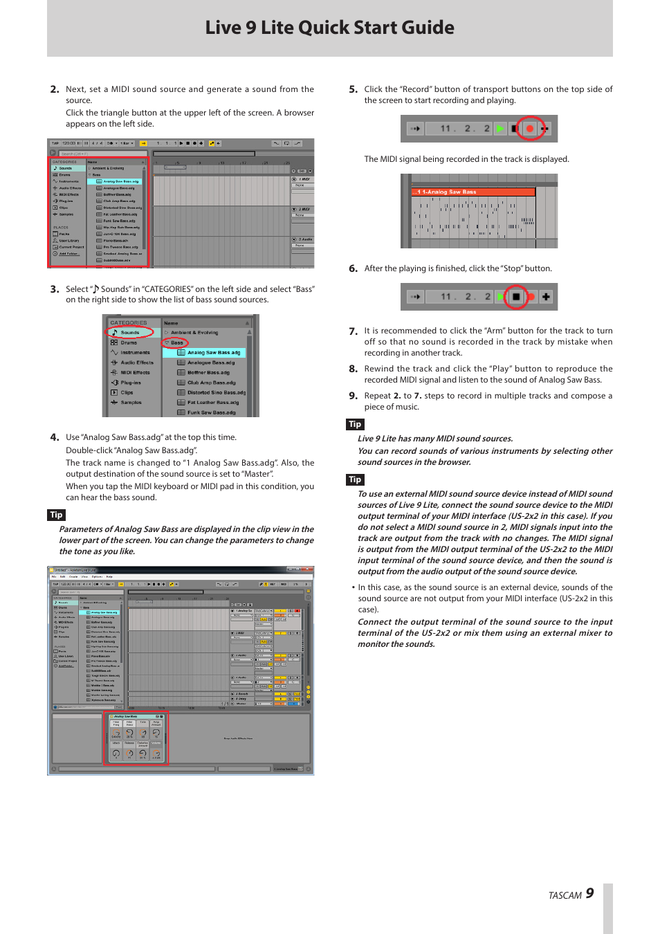 Live 9 lite quick start guide | Teac Live 9 Lite User Manual | Page 9 / 9