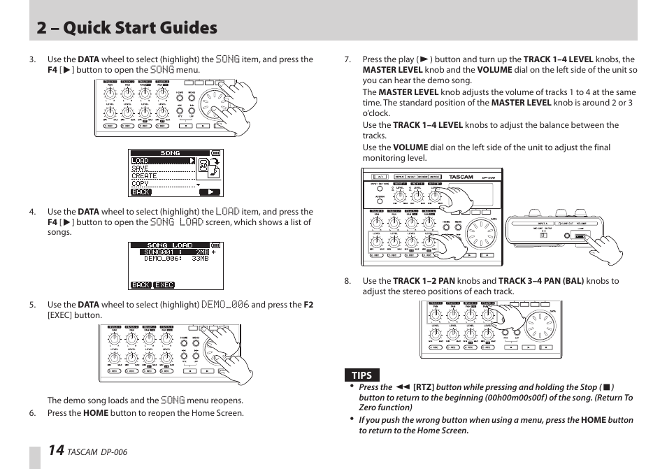 2 – quick start guides | Teac DP-006 User Manual | Page 14 / 104