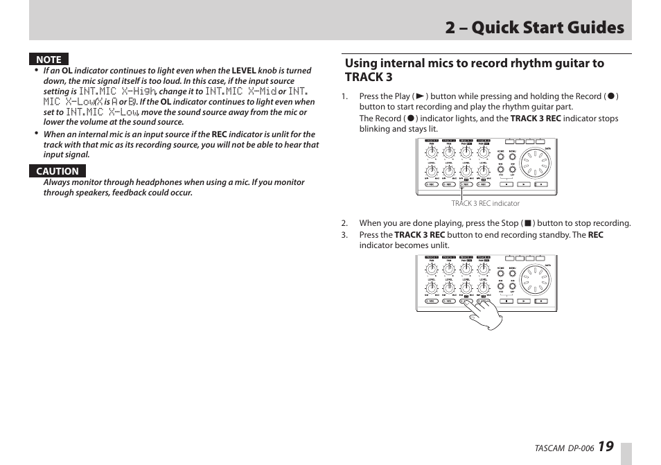 2 – quick start guides | Teac DP-006 User Manual | Page 19 / 104