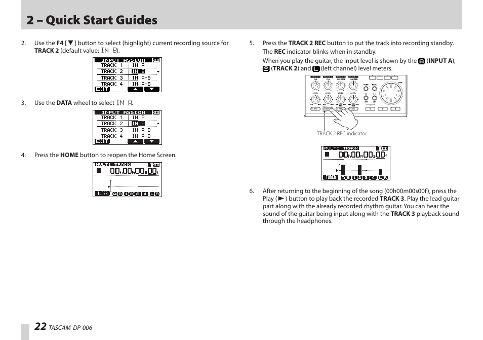 2 – quick start guides | Teac DP-006 User Manual | Page 22 / 104