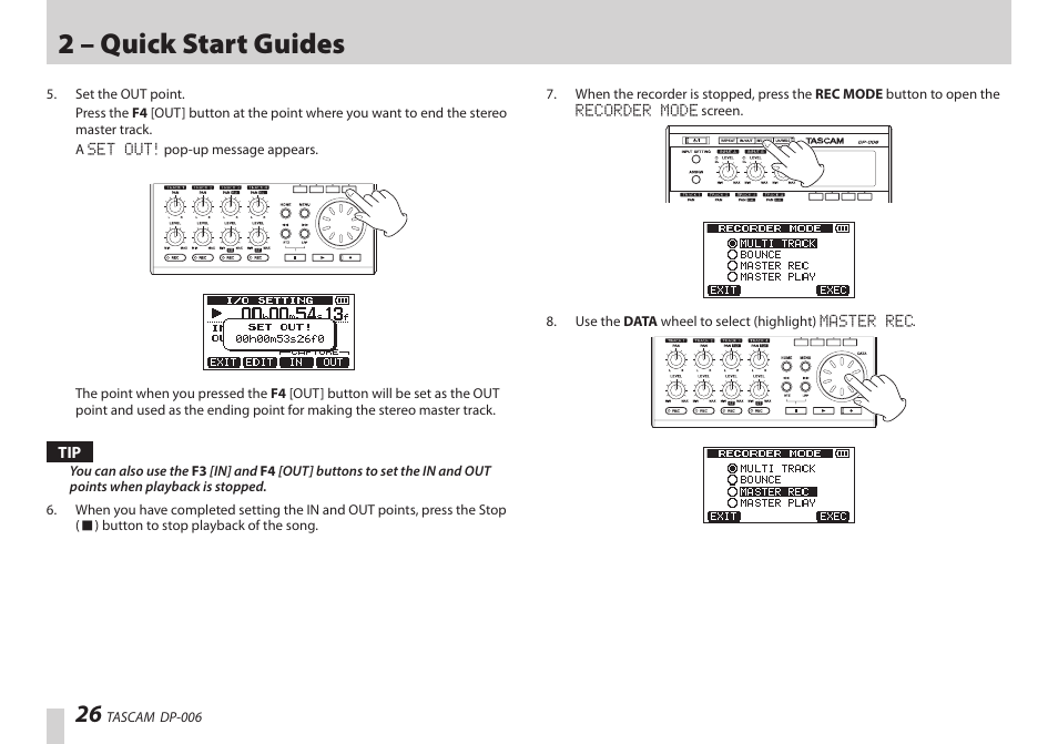 2 – quick start guides | Teac DP-006 User Manual | Page 26 / 104