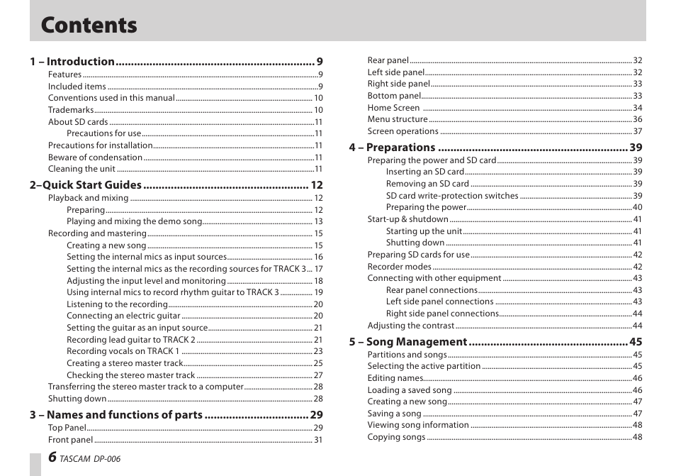 Teac DP-006 User Manual | Page 6 / 104