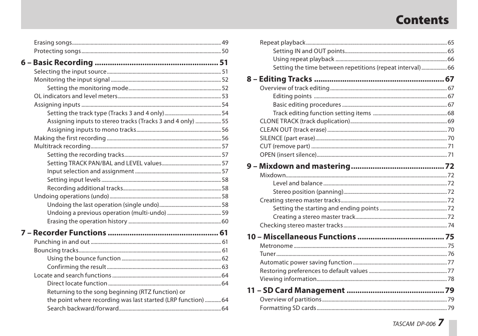 Teac DP-006 User Manual | Page 7 / 104