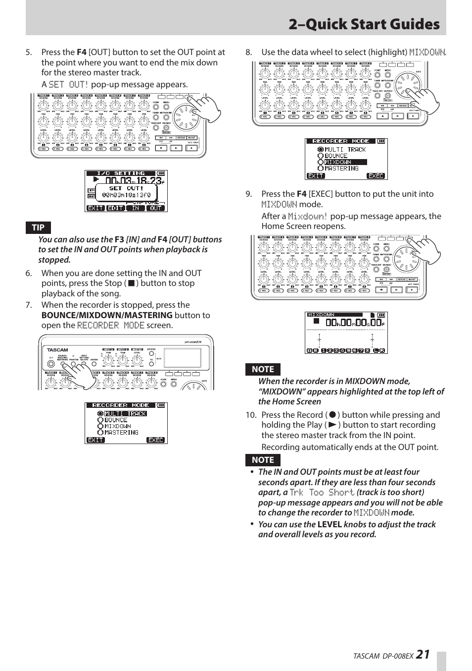 2–quick start guides | Teac DP-008EX User Manual | Page 21 / 92