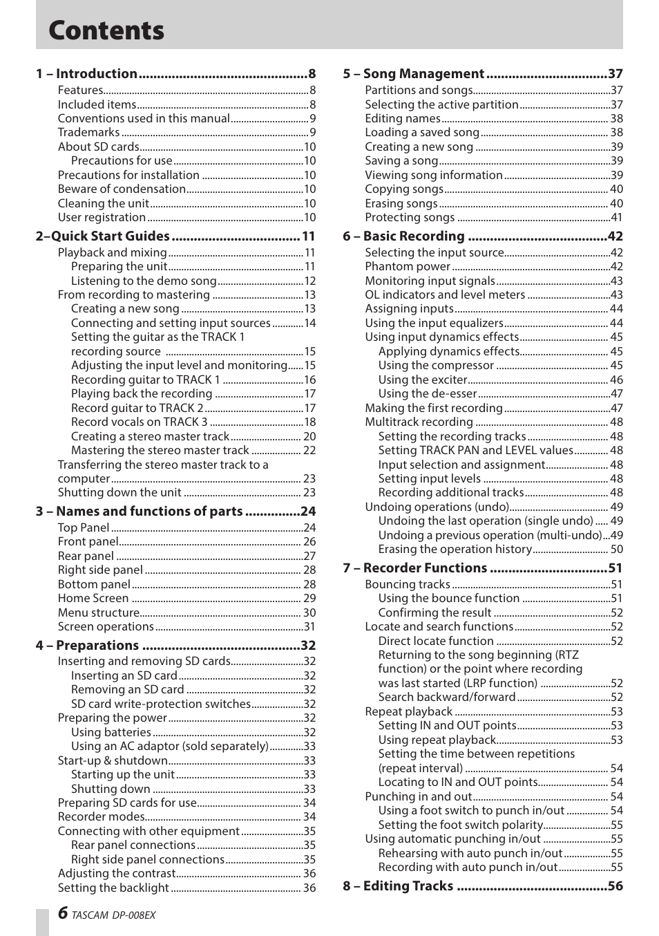 Teac DP-008EX User Manual | Page 6 / 92