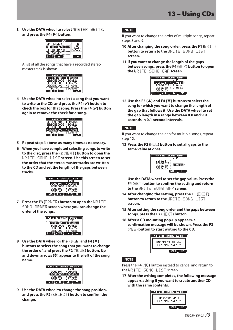 13 – using cds | Teac DP-03 User Manual | Page 73 / 92