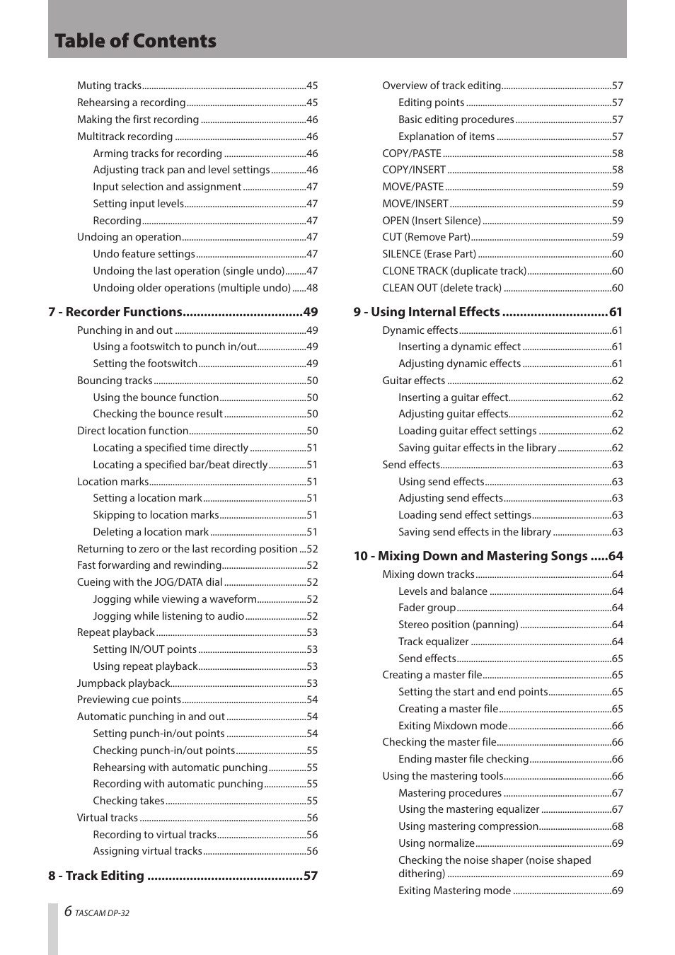 Teac DP-32 User Manual | Page 6 / 104