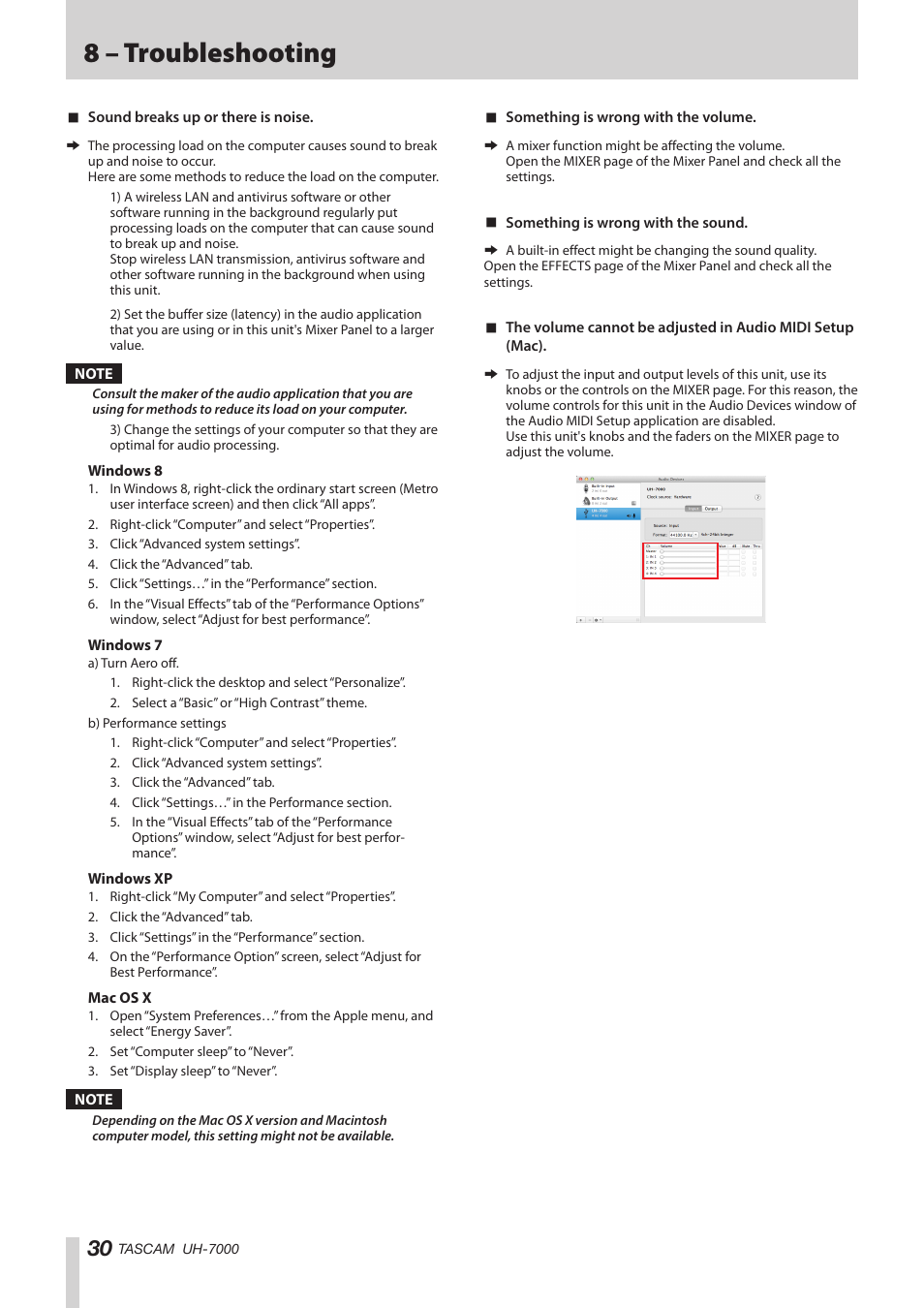 8 – troubleshooting | Teac UH-7000 User Manual | Page 30 / 36